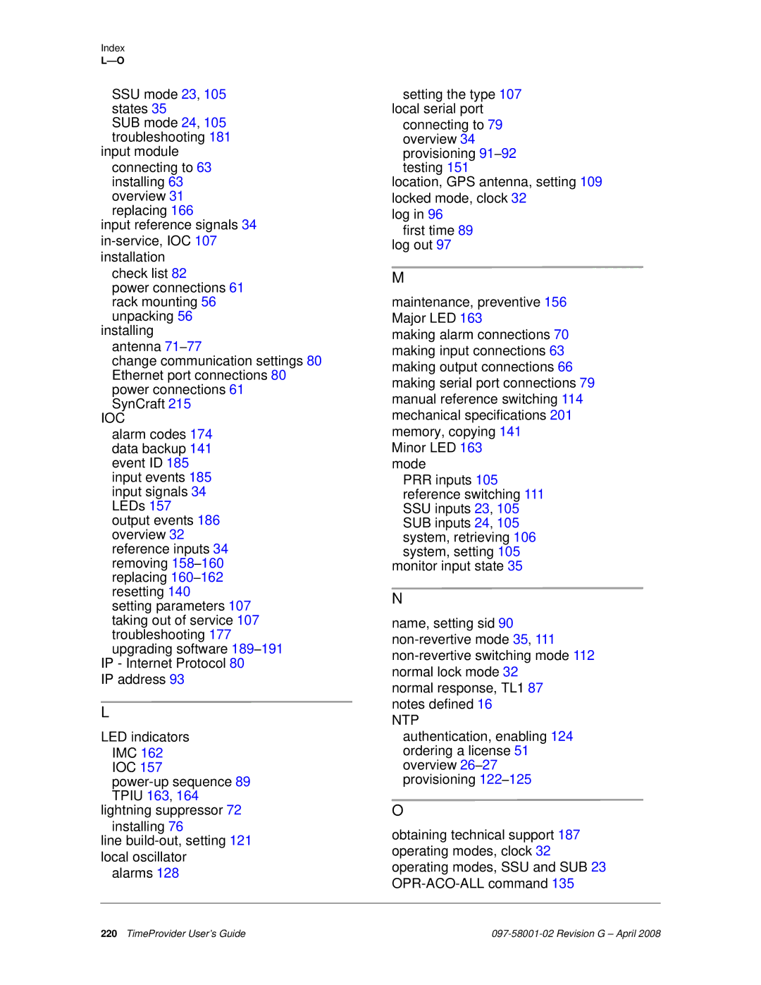 Symmetricom 1100, 1000 manual Ioc 