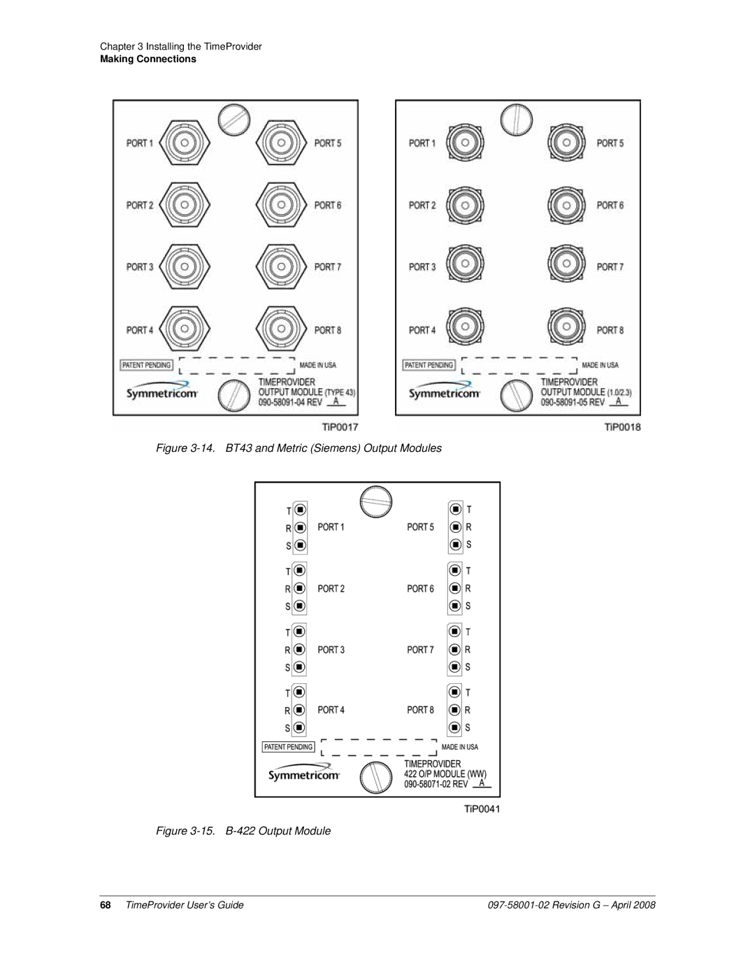 Symmetricom 1100, 1000 manual 14. BT43 and Metric Siemens Output Modules 