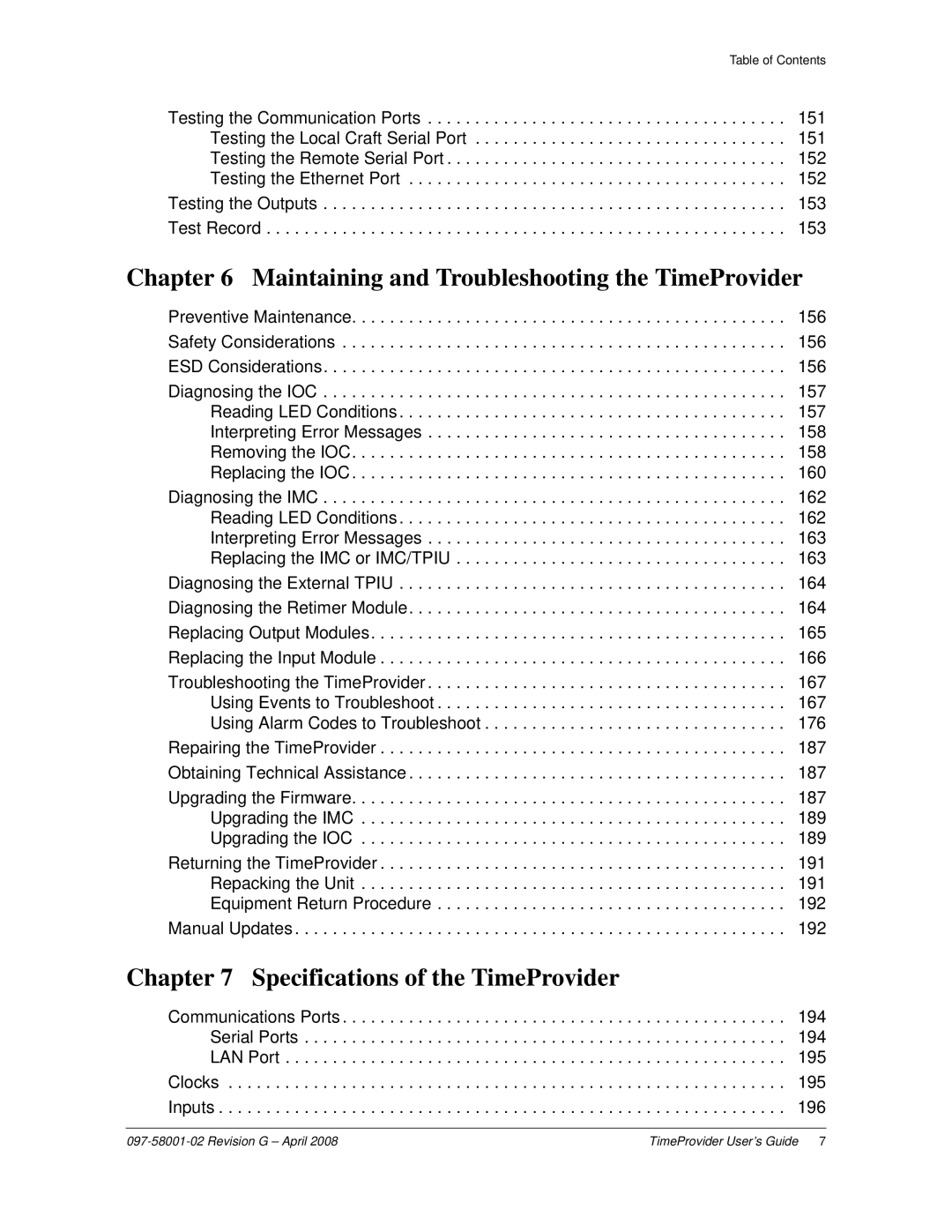 Symmetricom 1000, 1100 manual Maintaining and Troubleshooting the TimeProvider 