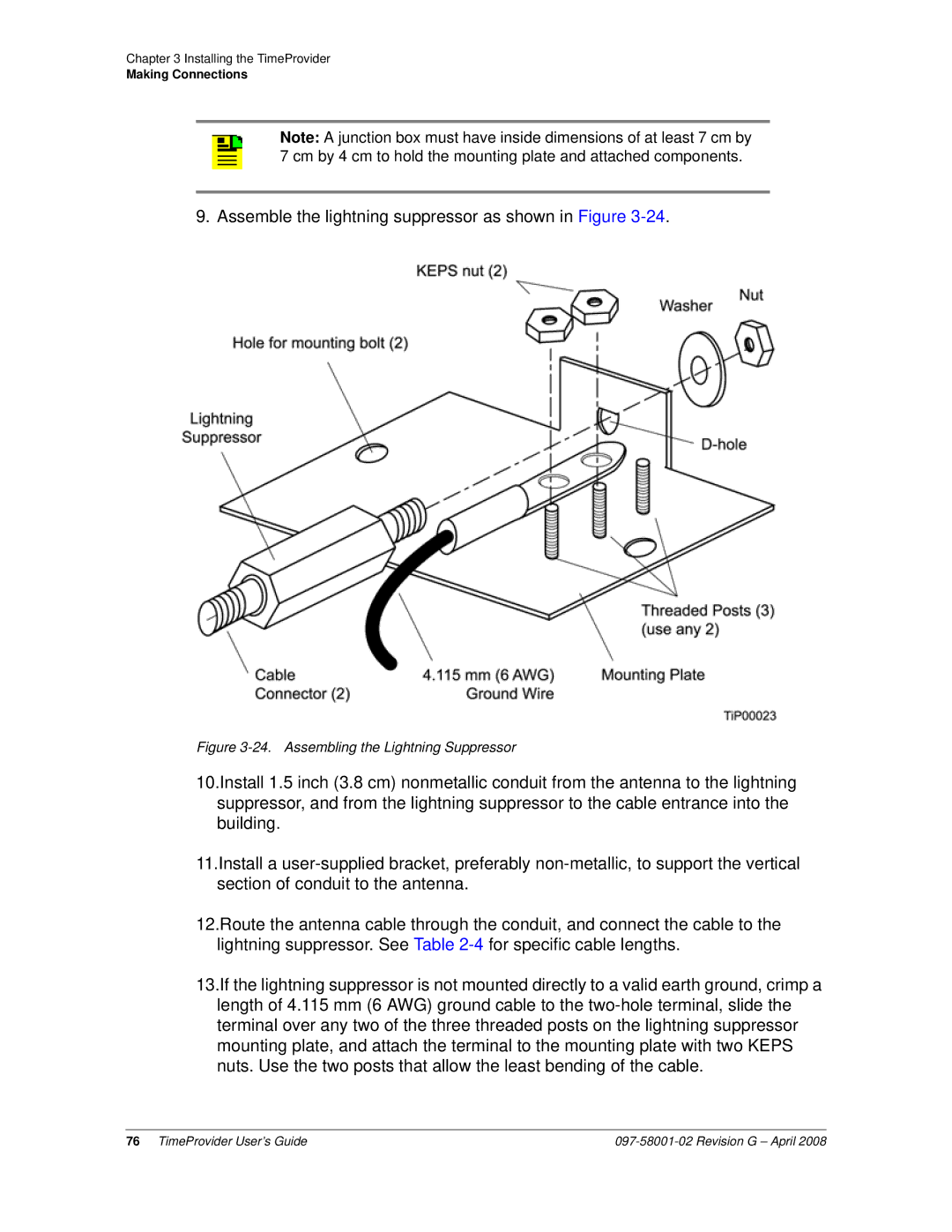 Symmetricom 1100, 1000 manual Assemble the lightning suppressor as shown in Figure 