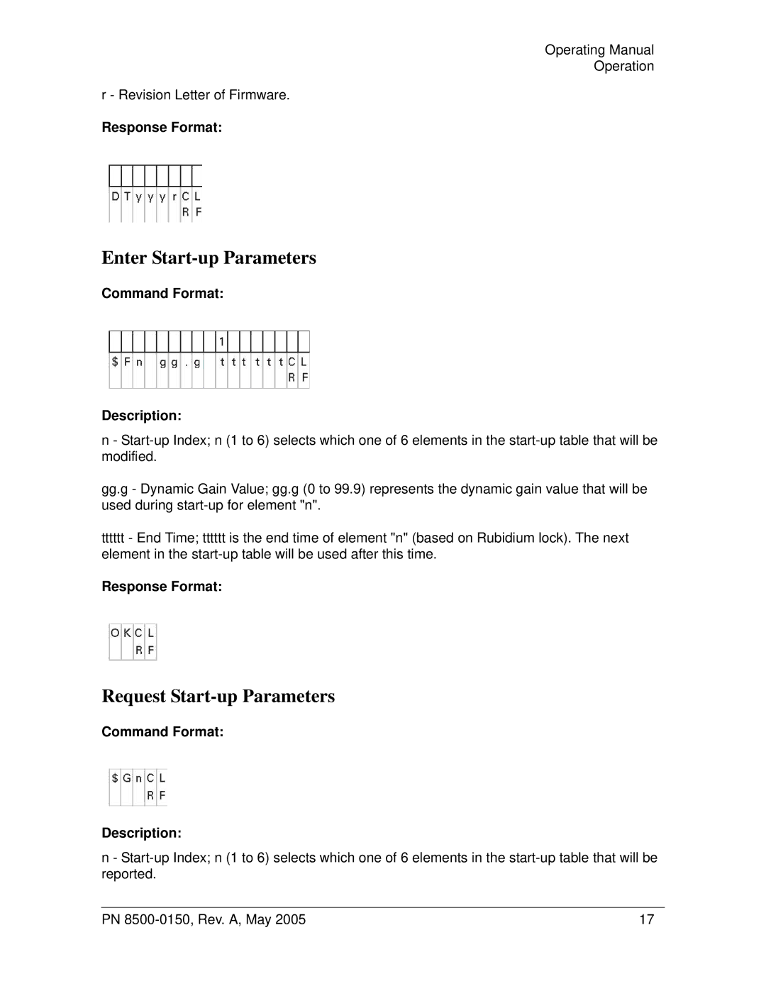 Symmetricom 5401, 5402 manual Enter Start-up Parameters, Request Start-up Parameters 