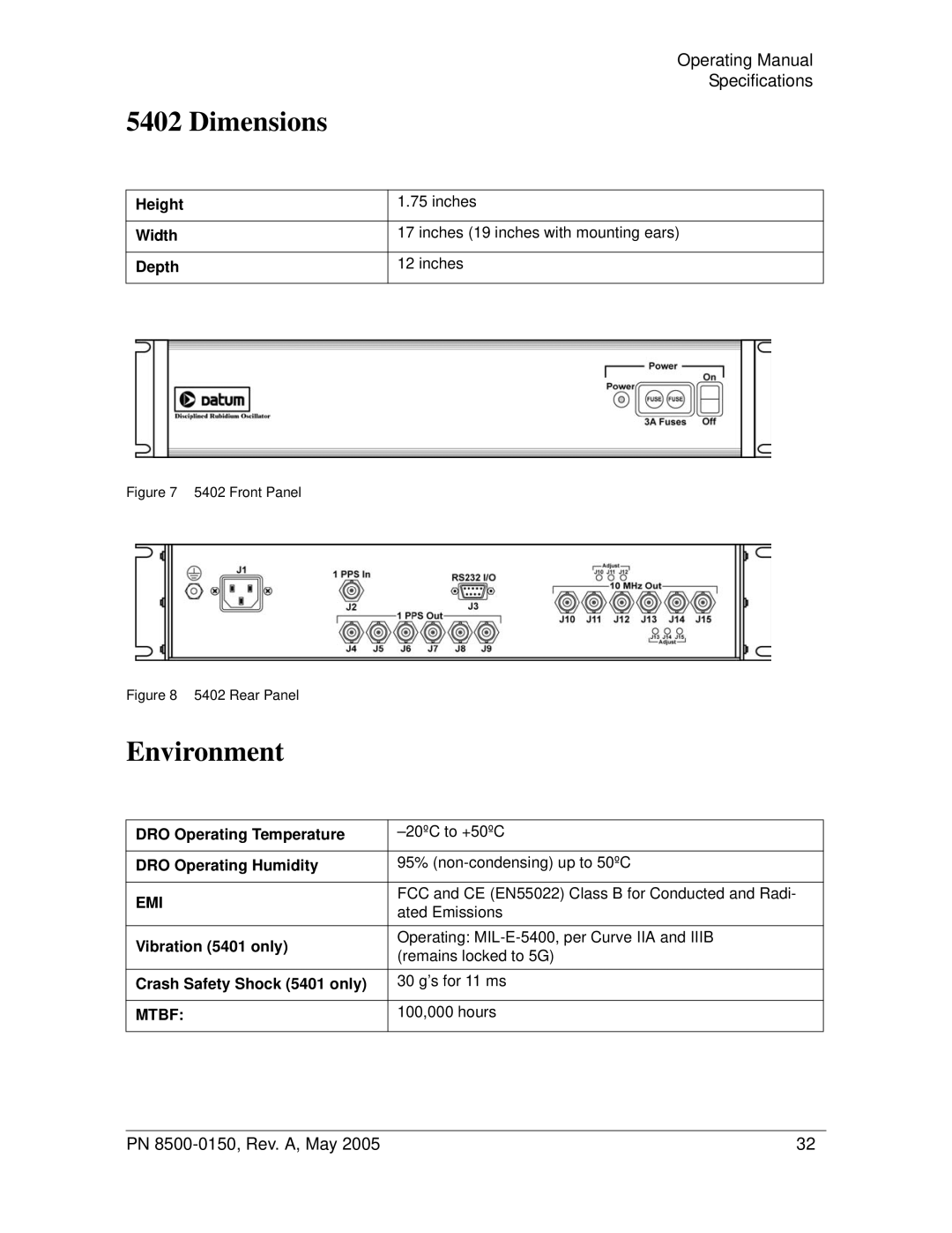 Symmetricom 5402, 5401 manual Environment, Emi 