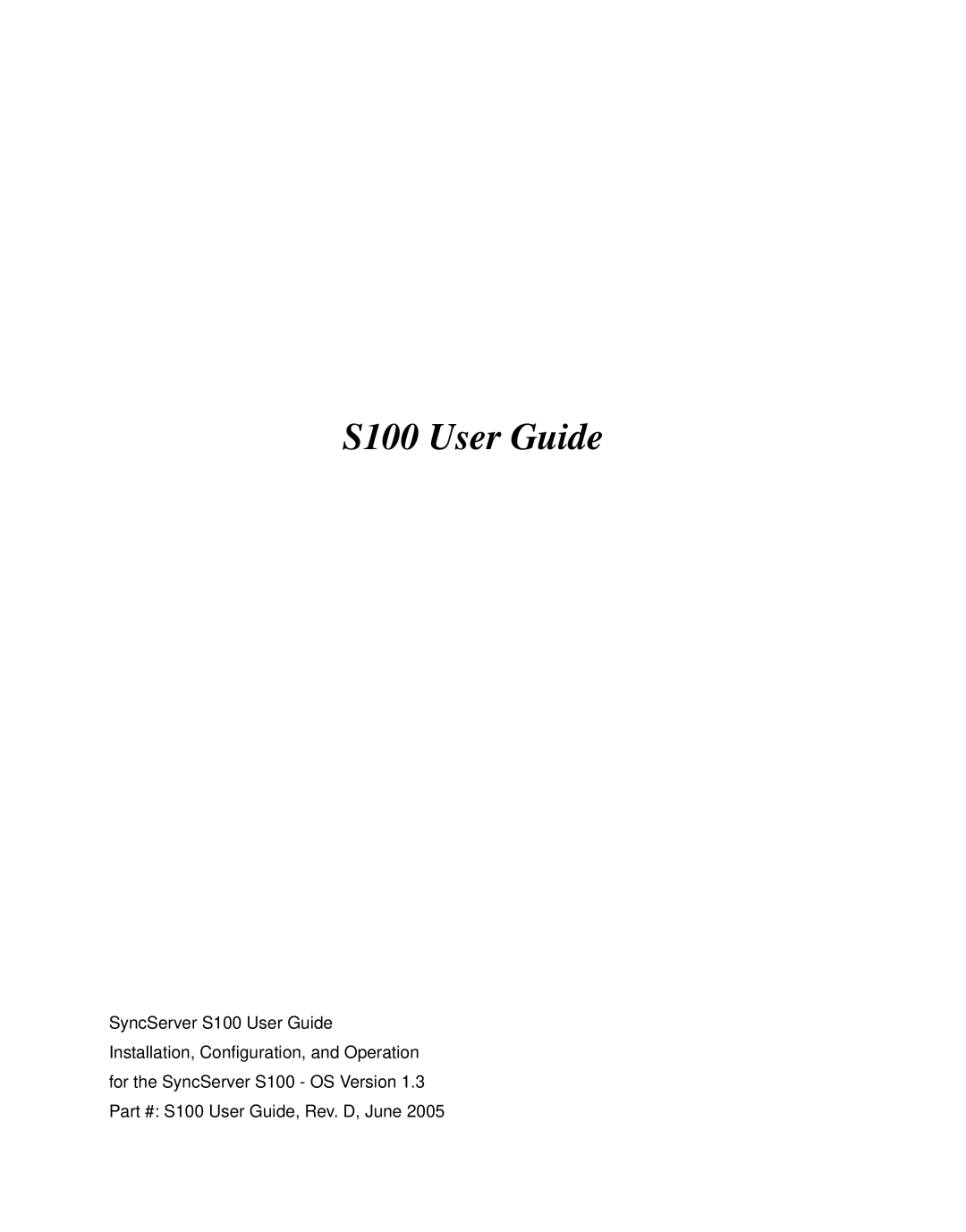 Symmetricom manual S100 User Guide 