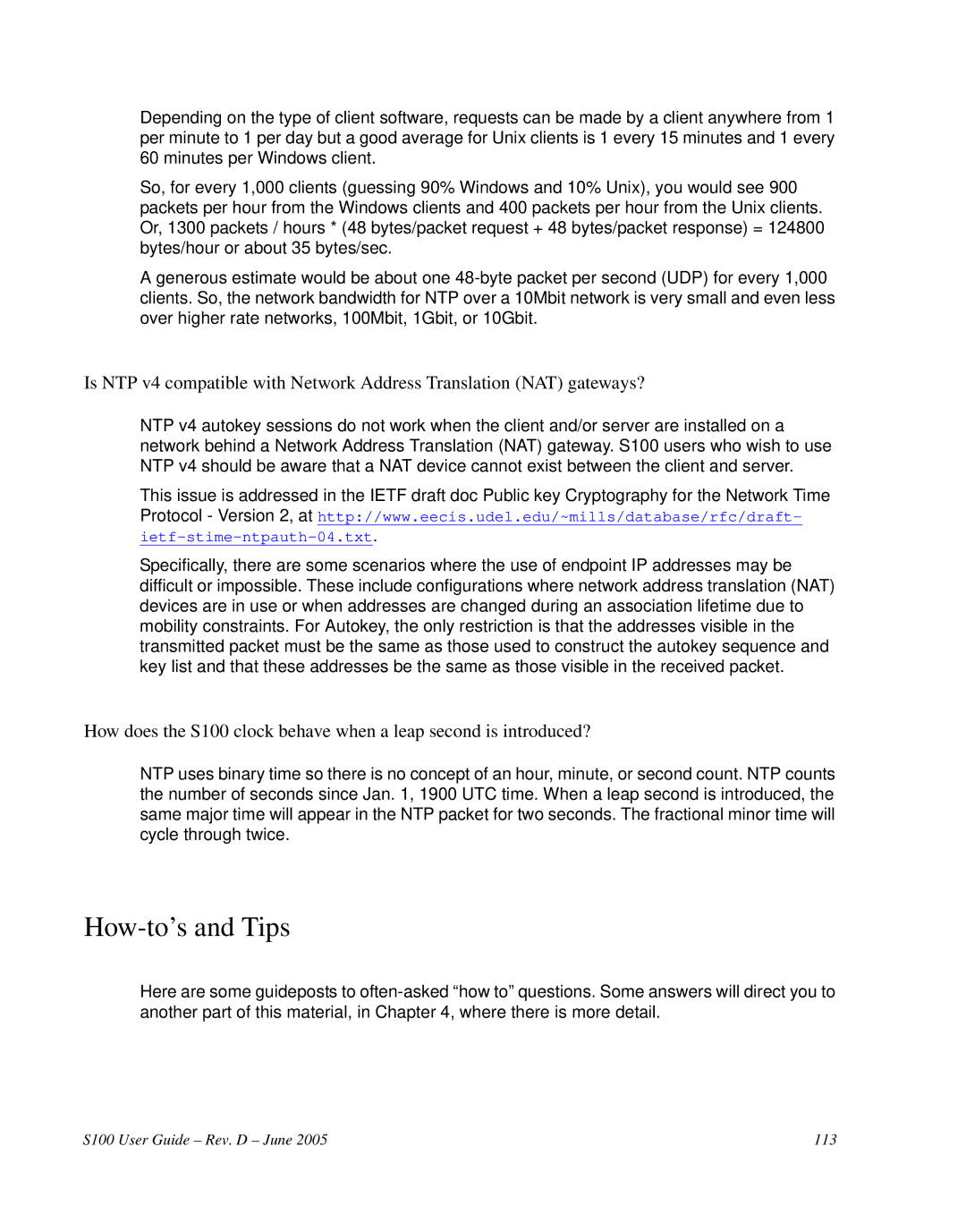 Symmetricom S100 manual How-to’s and Tips 