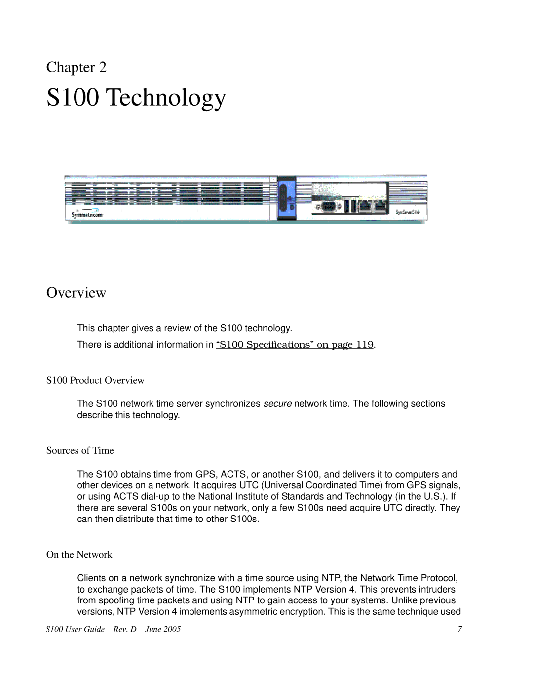 Symmetricom manual S100 Technology, S100 Product Overview, Sources of Time, On the Network 