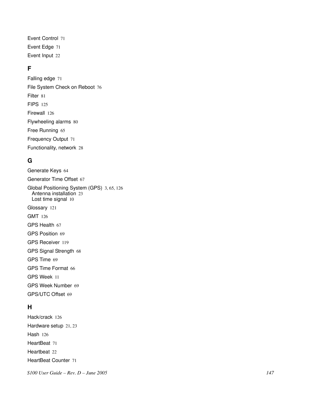 Symmetricom manual S100 User Guide Rev. D June 147 