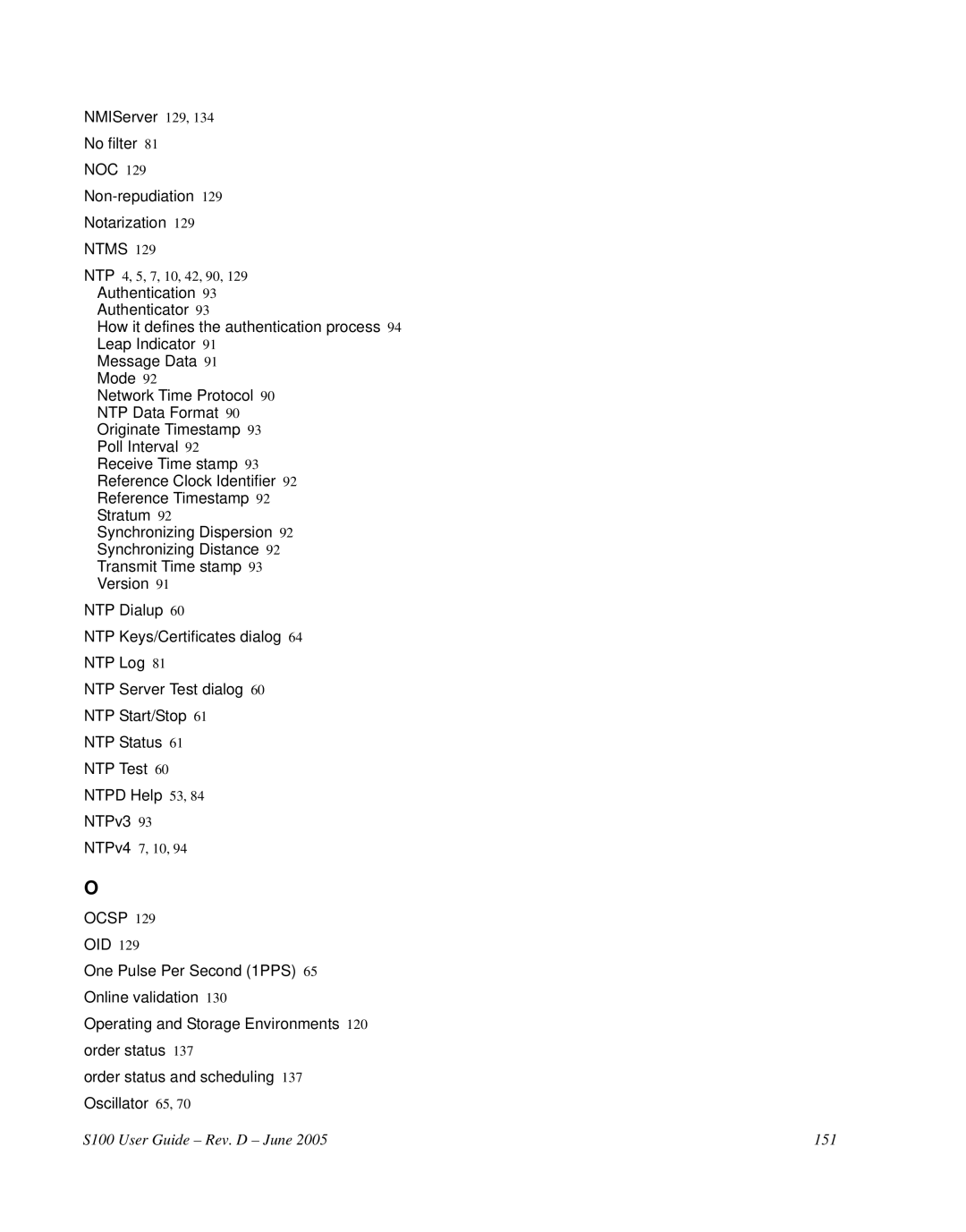 Symmetricom manual S100 User Guide Rev. D June 151 