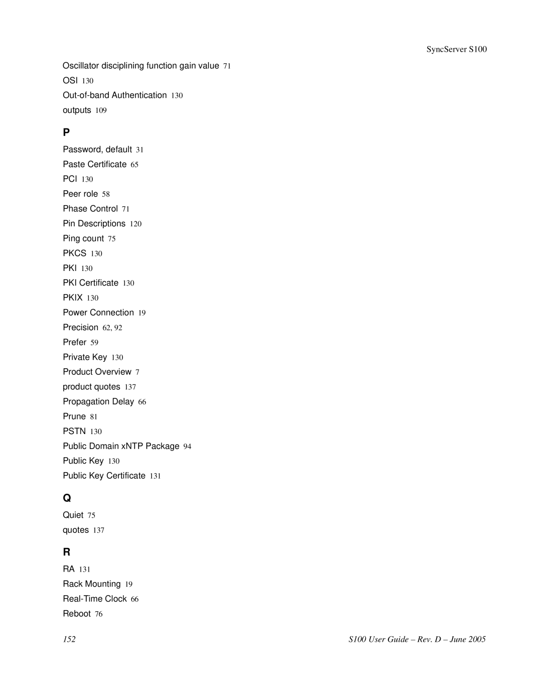 Symmetricom manual 152 S100 User Guide Rev. D June 