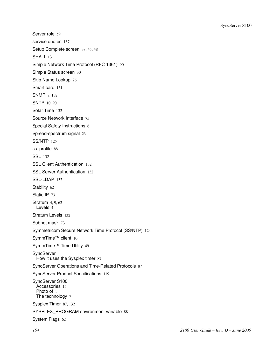 Symmetricom manual 154 S100 User Guide Rev. D June 