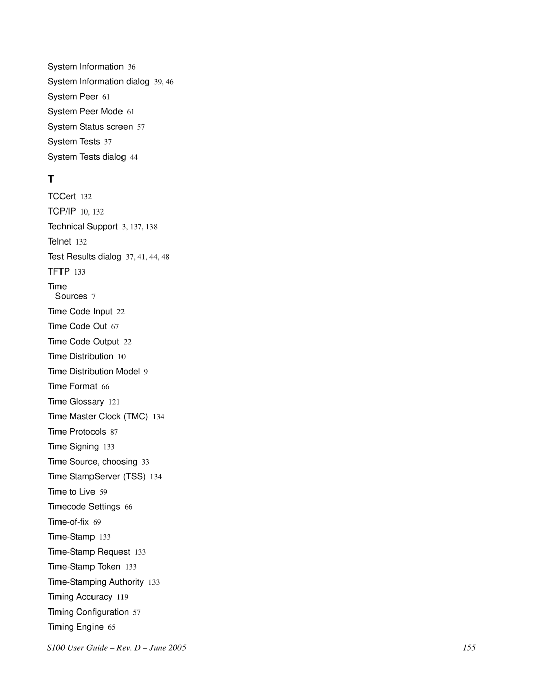 Symmetricom manual S100 User Guide Rev. D June 155 