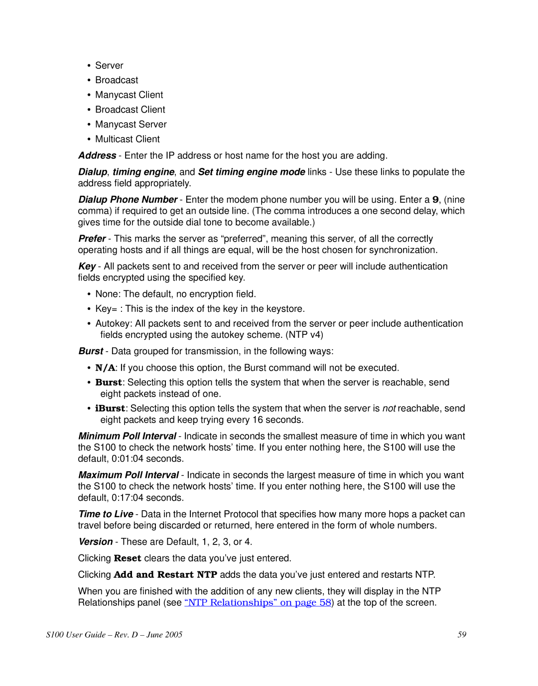 Symmetricom manual S100 User Guide Rev. D June 