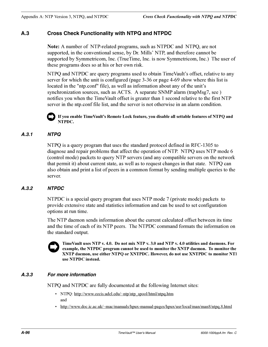 Symmetricom Time Server user manual Cross Check Functionality with Ntpq and Ntpdc 