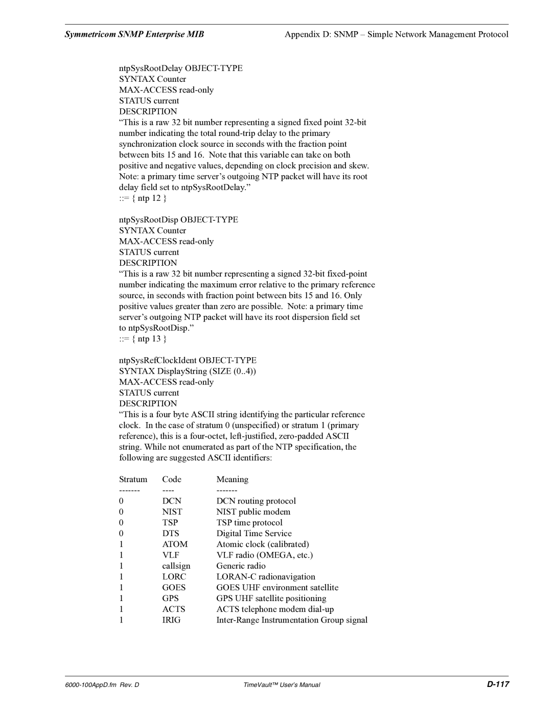 Symmetricom Time Server user manual Dcn 