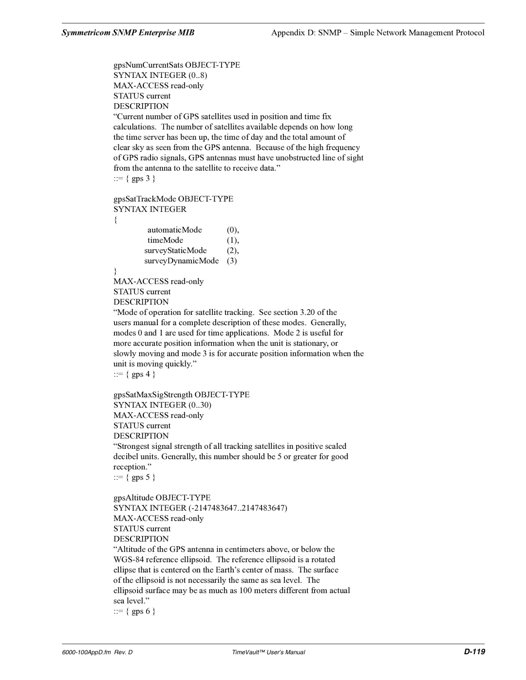 Symmetricom Time Server user manual 119 