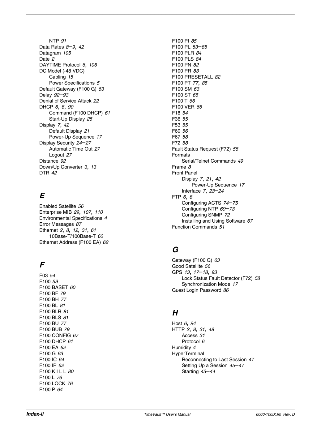 Symmetricom Time Server user manual Index-ii 