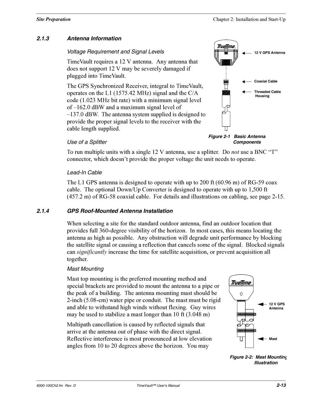 Symmetricom Time Server user manual Antenna Information 