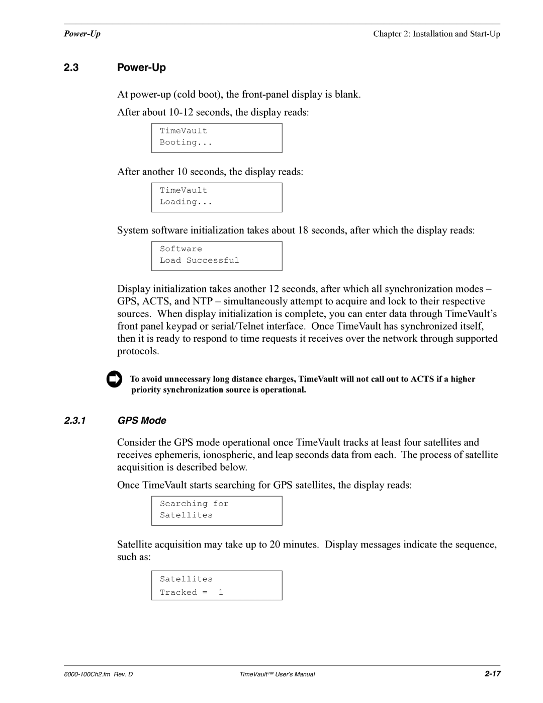 Symmetricom Time Server user manual Power-Up 