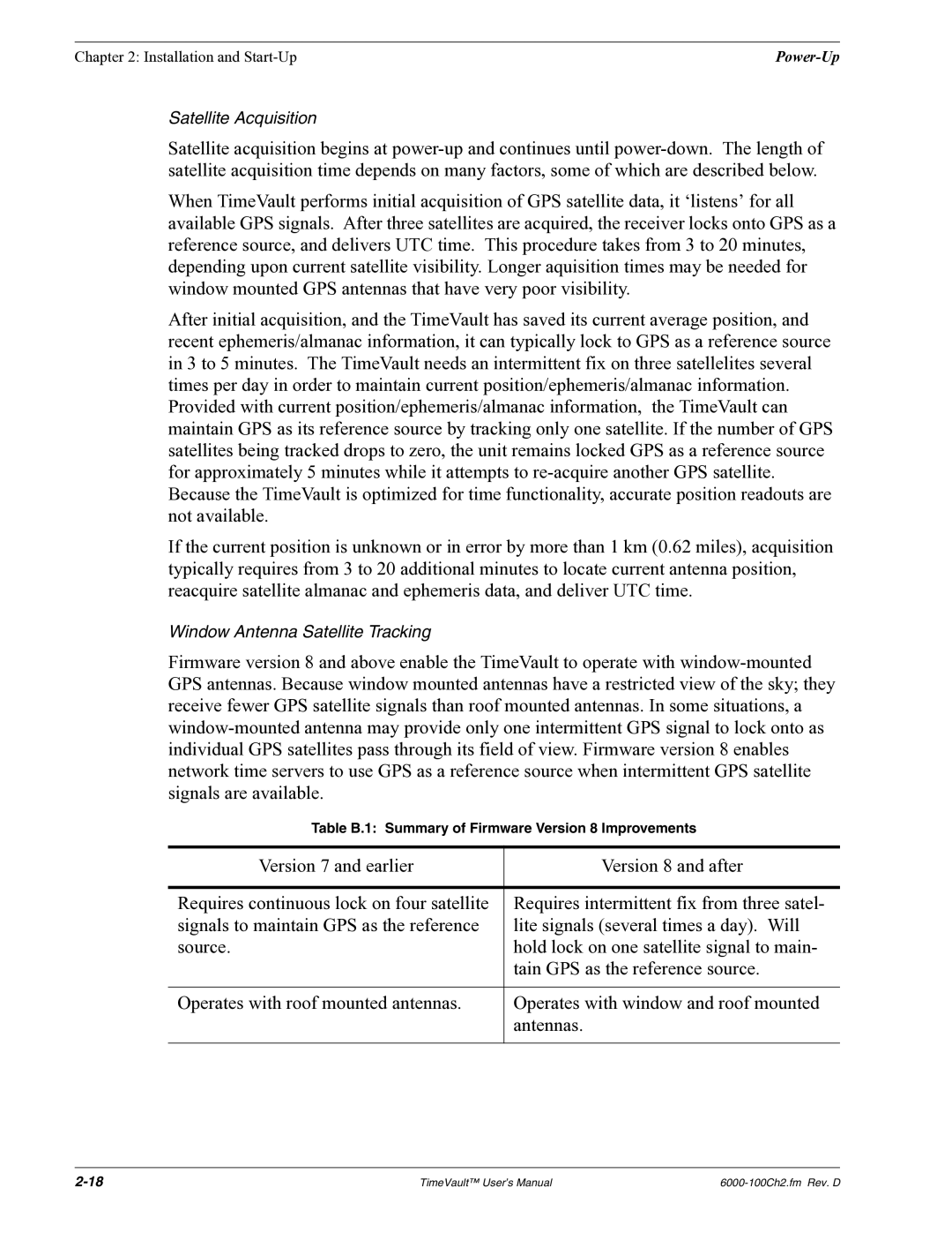 Symmetricom Time Server user manual Table B.1 Summary of Firmware Version 8 Improvements 