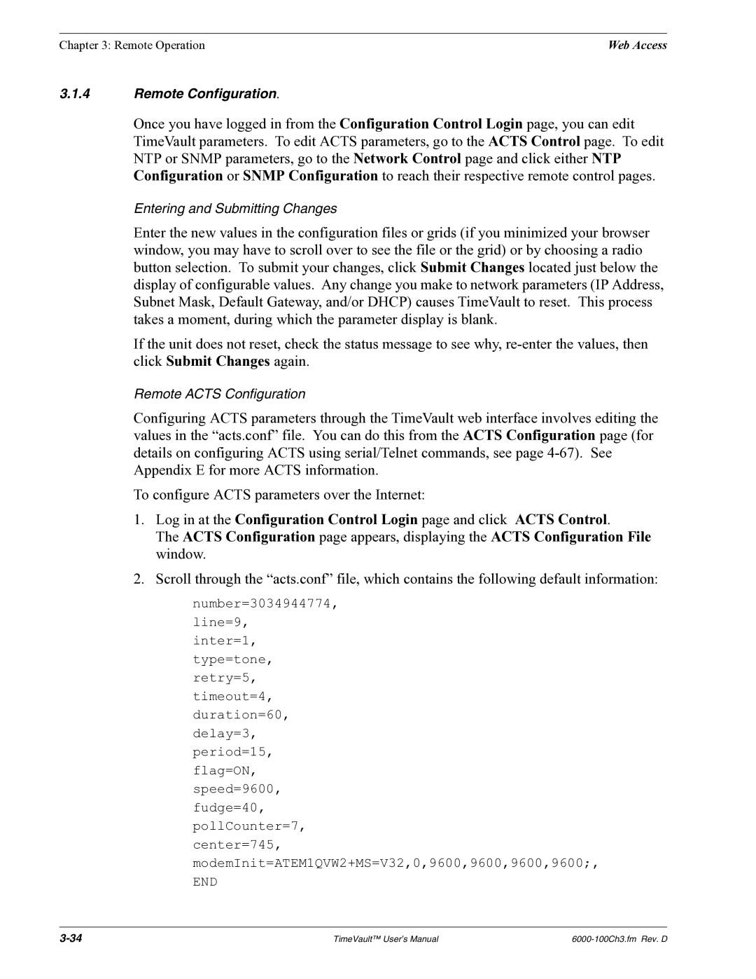 Symmetricom Time Server user manual Remote Configuration 