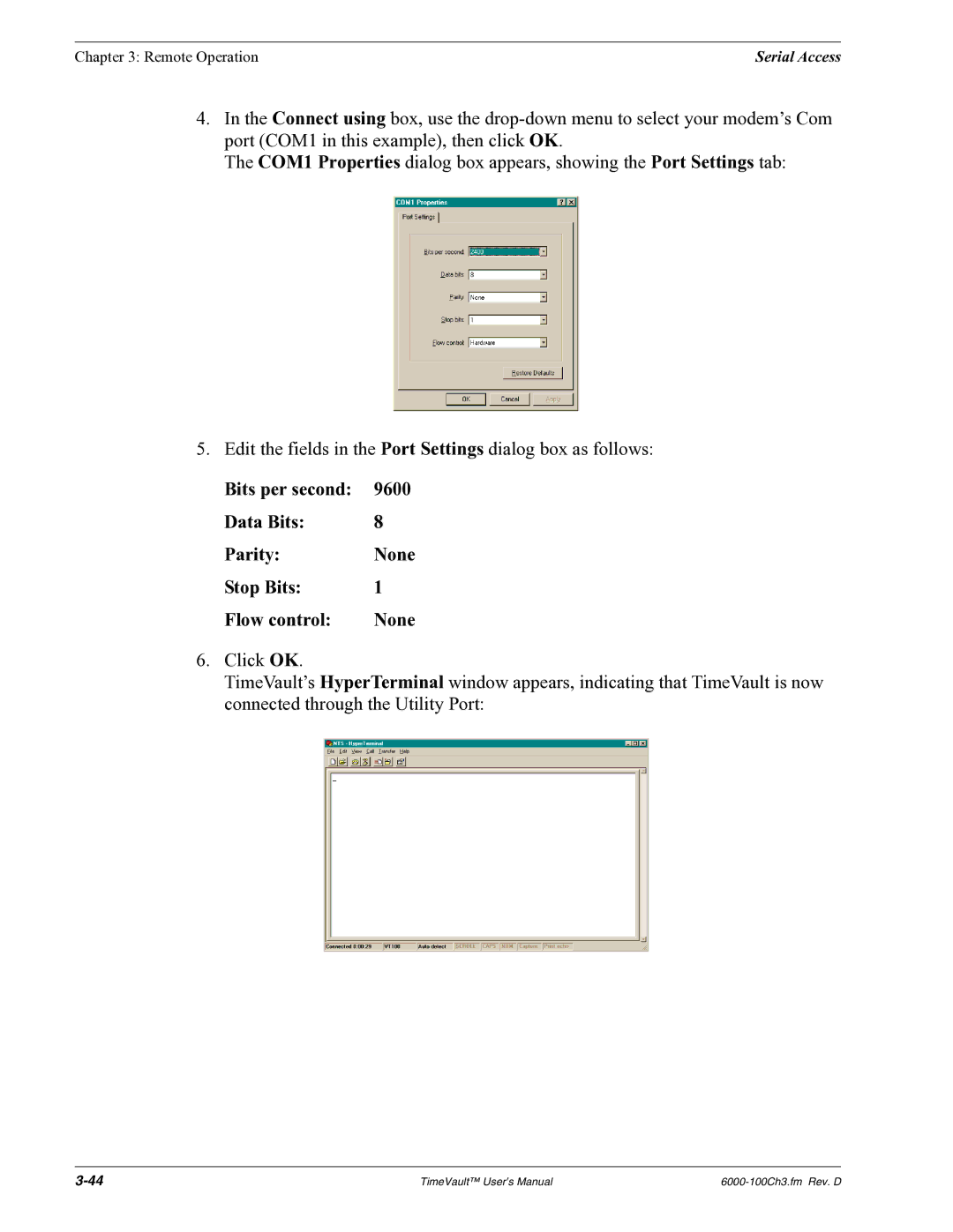 Symmetricom Time Server user manual Serial Access 