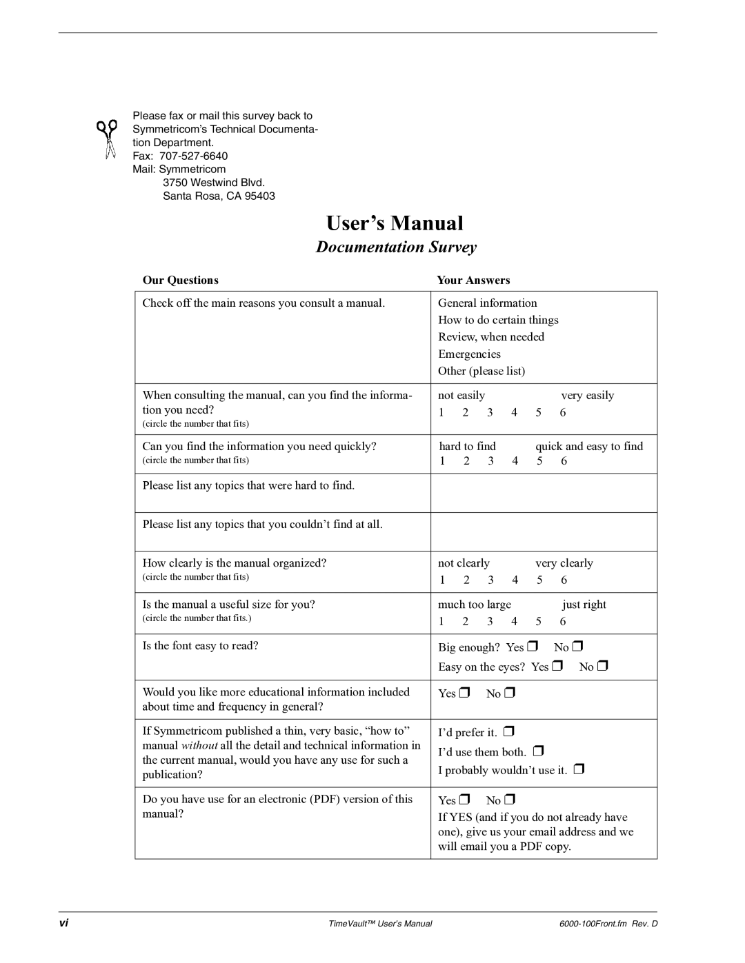 Symmetricom Time Server user manual User’s Manual 