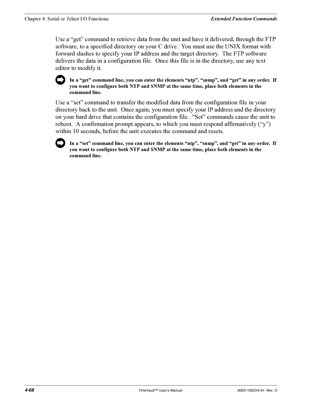 Symmetricom Time Server user manual Extended Function Commands 