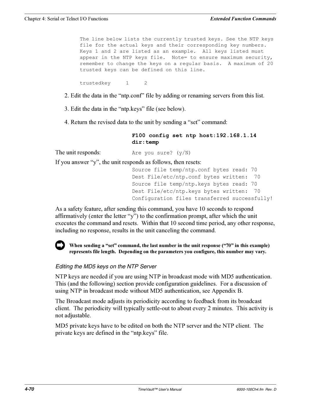 Symmetricom Time Server user manual Unit responds 