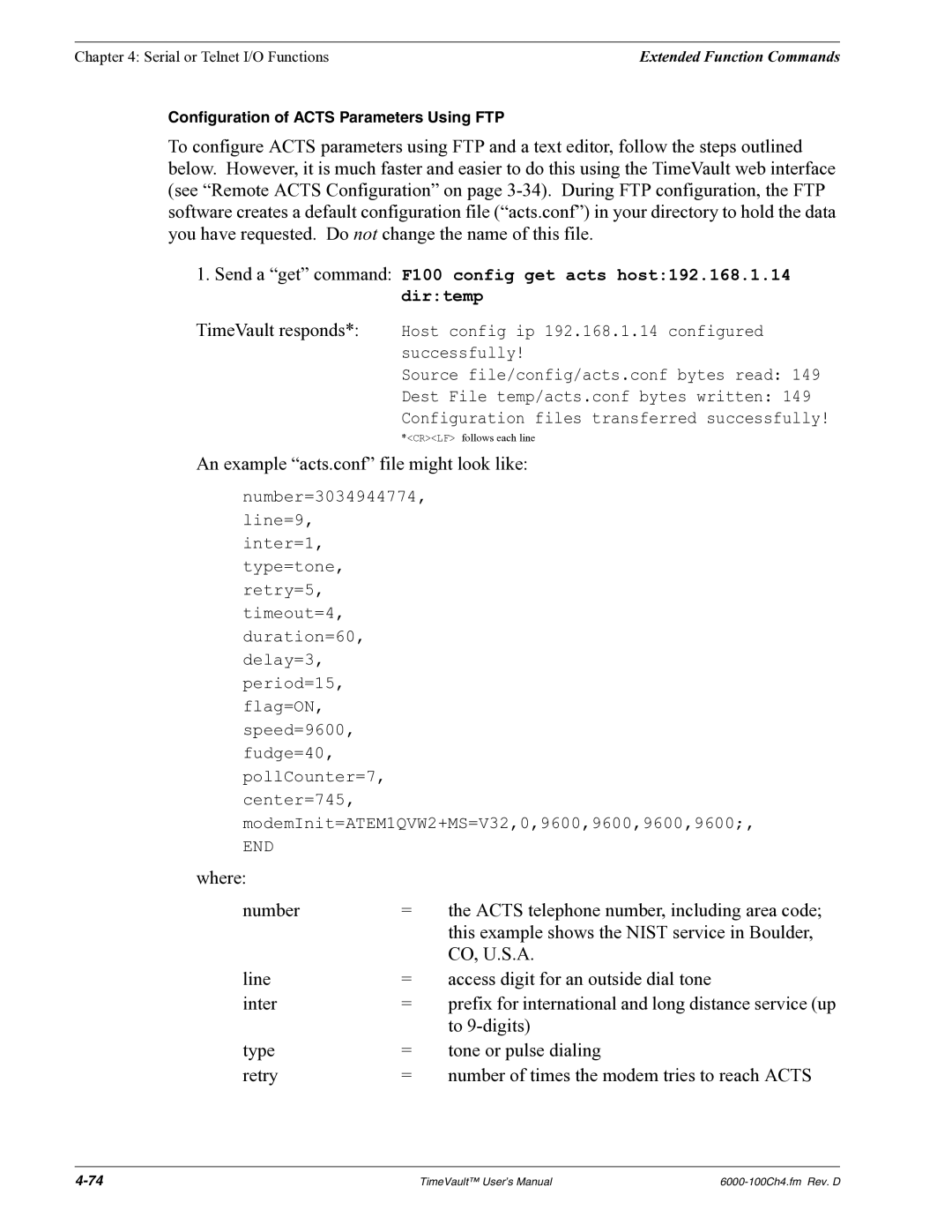 Symmetricom Time Server user manual An example acts.conf file might look like 