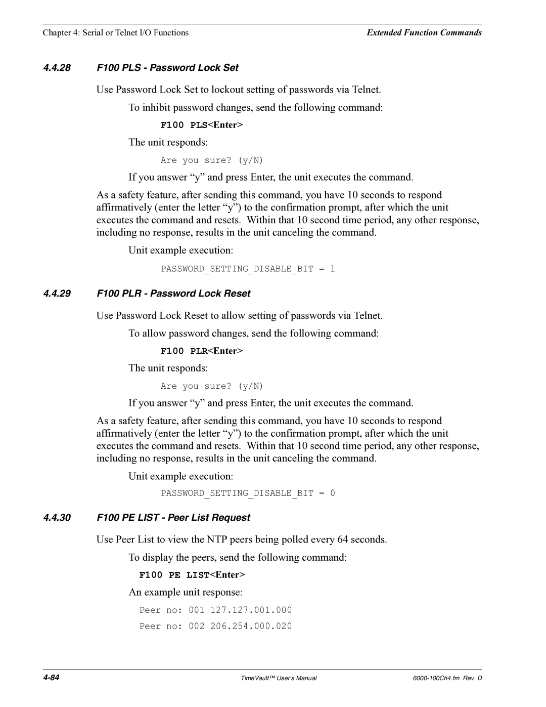 Symmetricom Time Server user manual F100 PLSEnter 