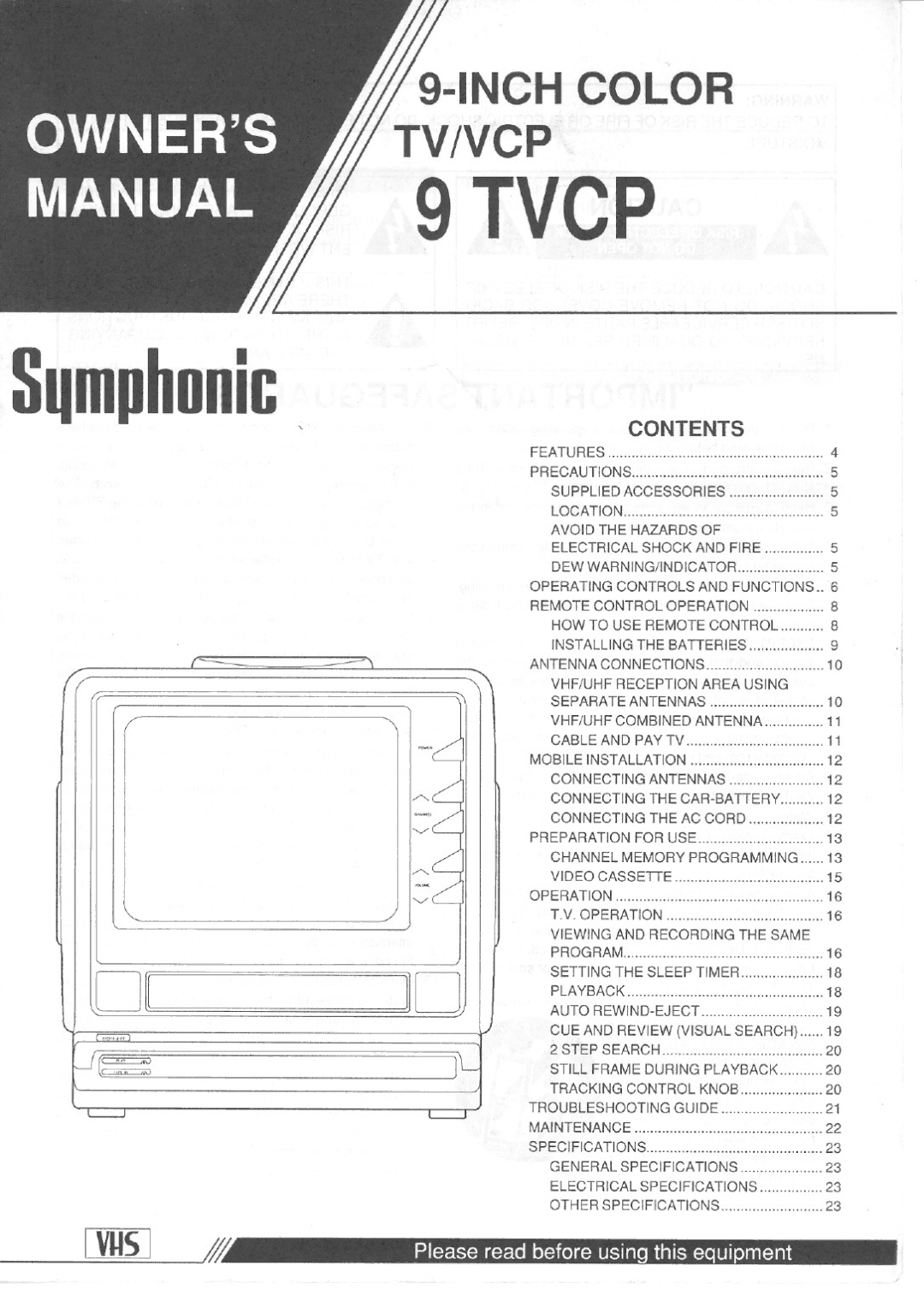 Symphonic 9 TVCP manual 