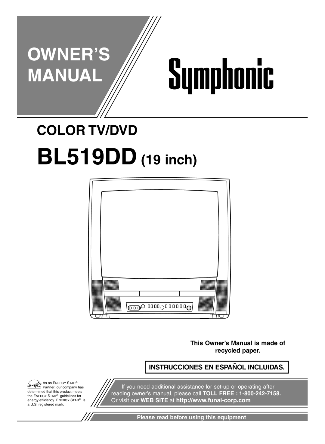 Symphonic BL519DD owner manual OWNER’S Manual 