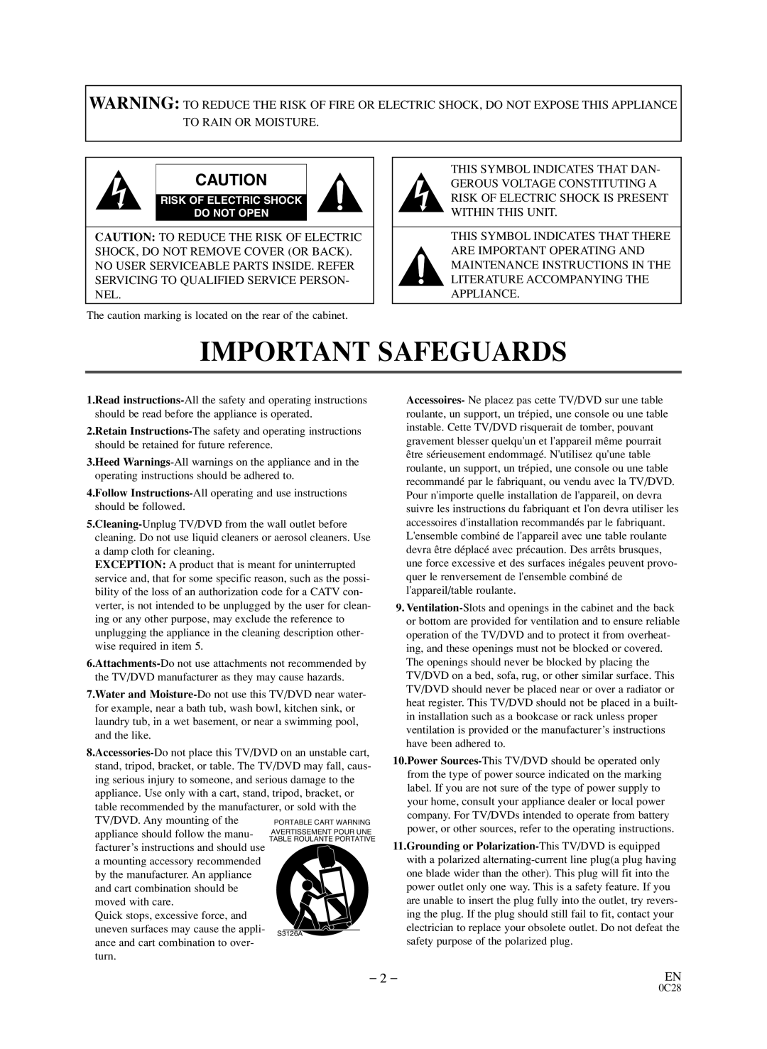 Symphonic BL519DD owner manual Important Safeguards 