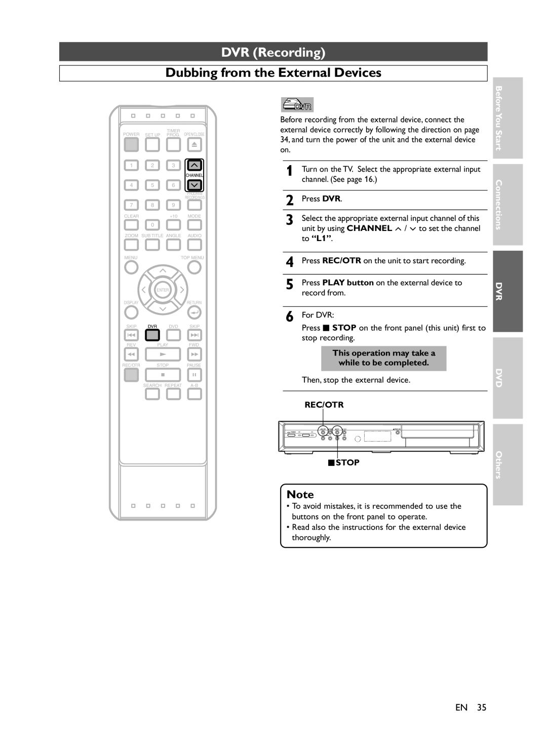 Symphonic CHSP80G owner manual Dubbing from the External Devices 