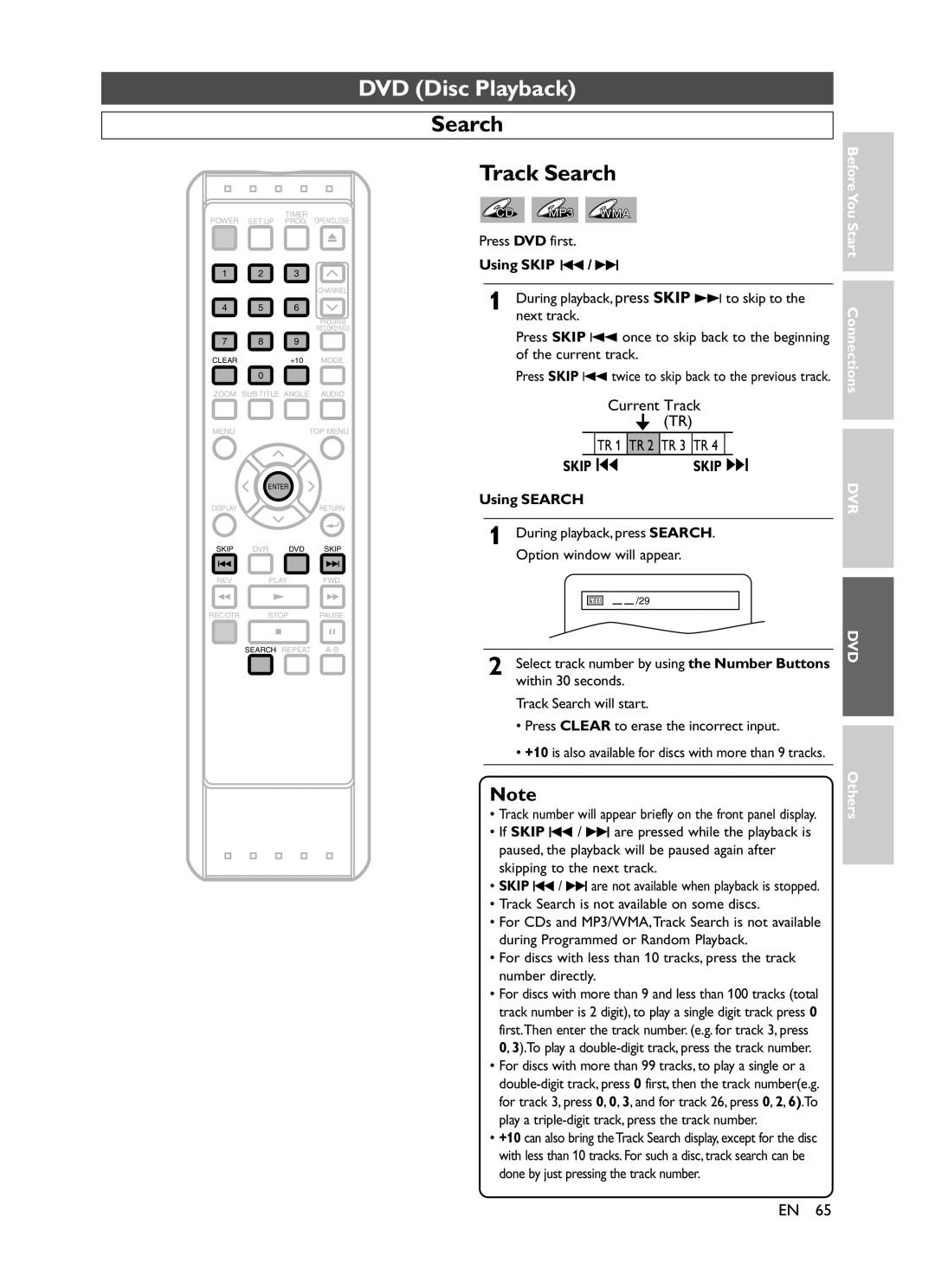 Symphonic CHSP80G owner manual Search Track Search, Track Search is not available on some discs 