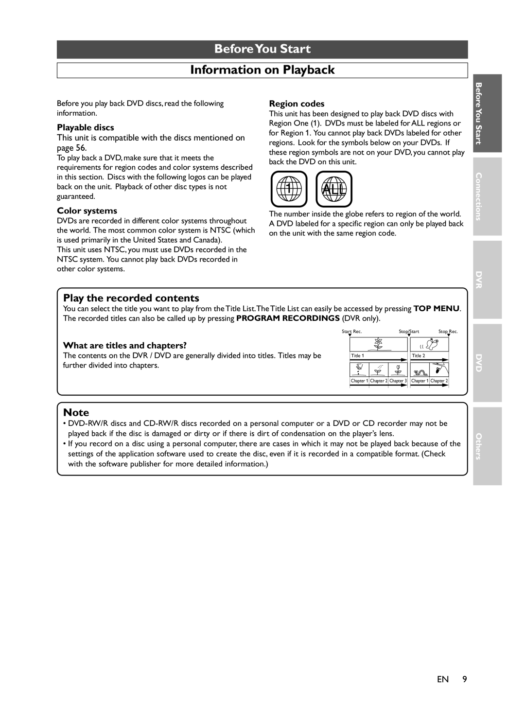 Symphonic CHSP80G owner manual Information on Playback, Play the recorded contents 