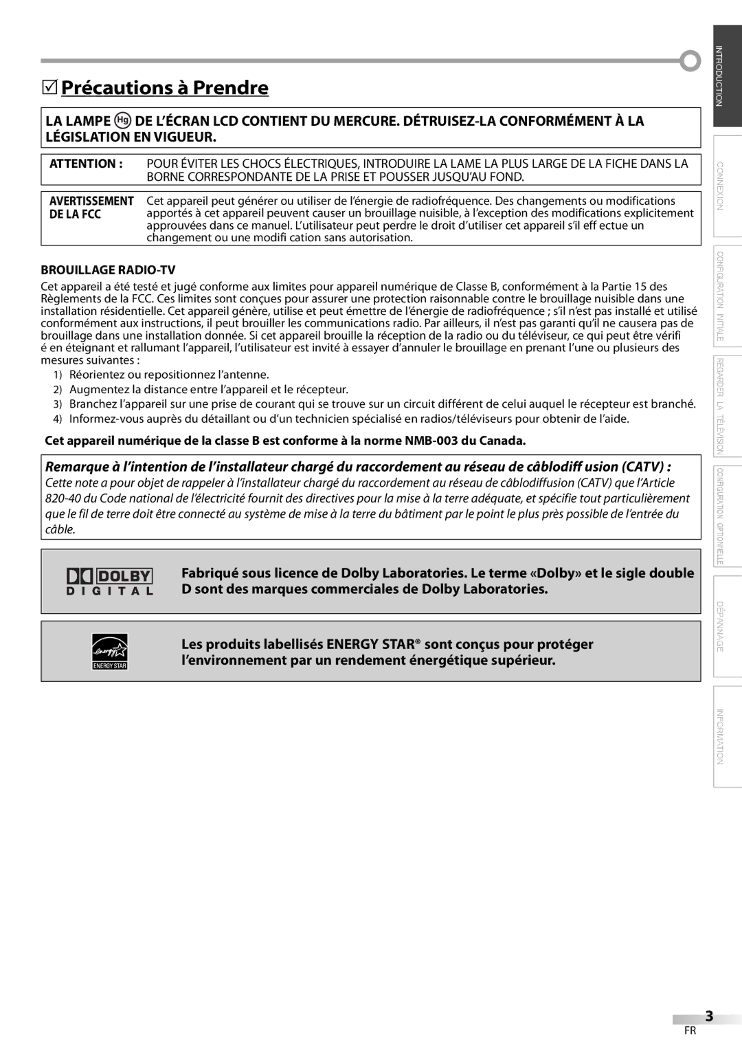 Symphonic CLC200YM8 owner manual 5Précautions à Prendre, Brouillage RADIO-TV 