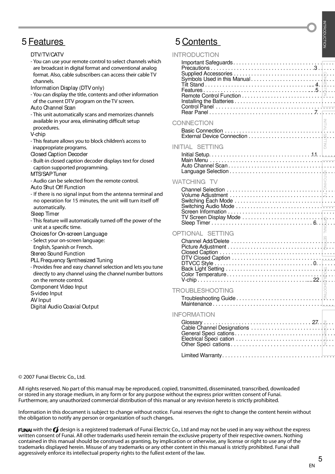 Symphonic CLC200YM8 owner manual Features, Contents 