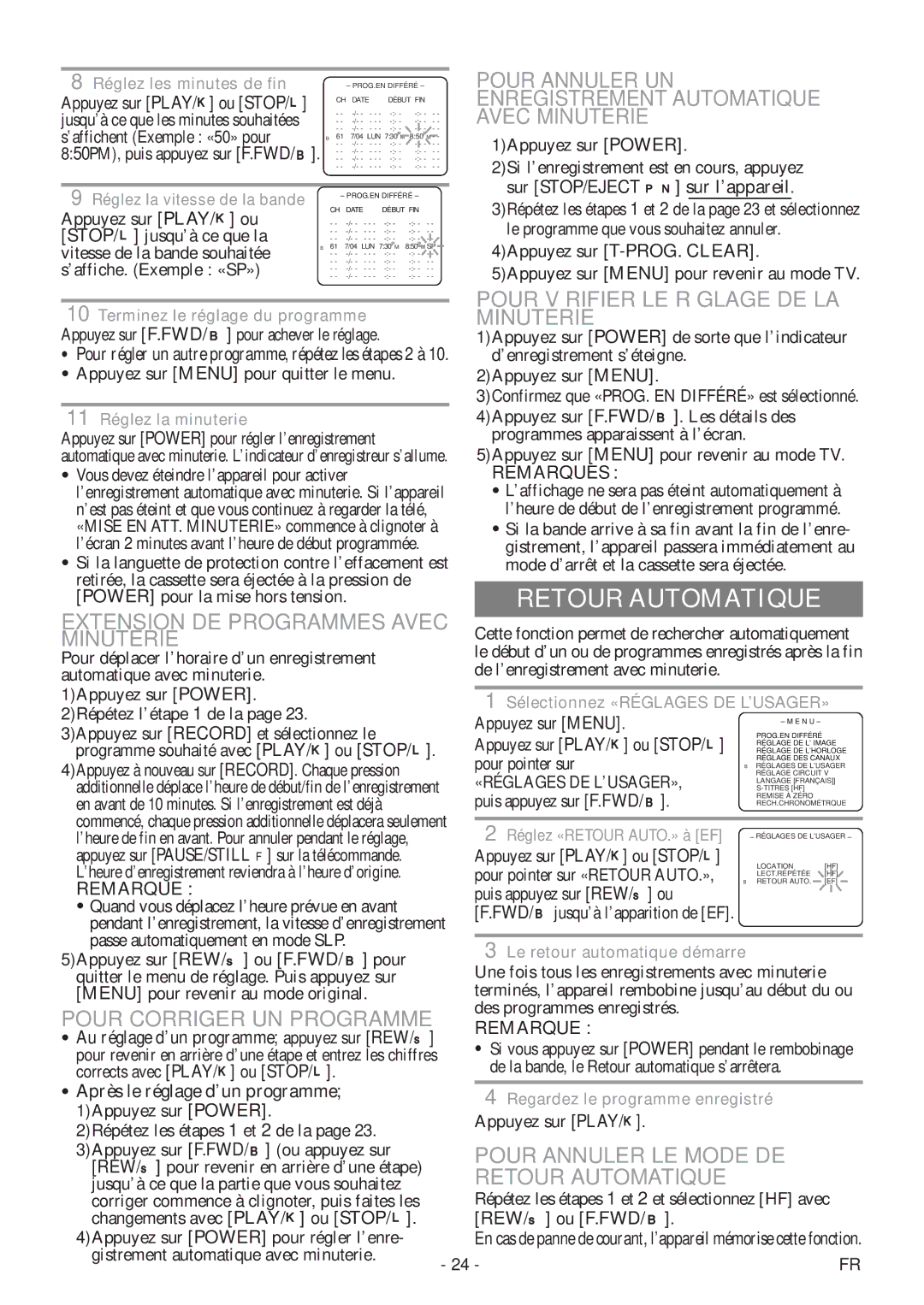 Symphonic CSC313E Pour Vérifier LE Réglage DE LA Minuterie, Pour Corriger UN Programme, Pour Annuler LE Mode DE 