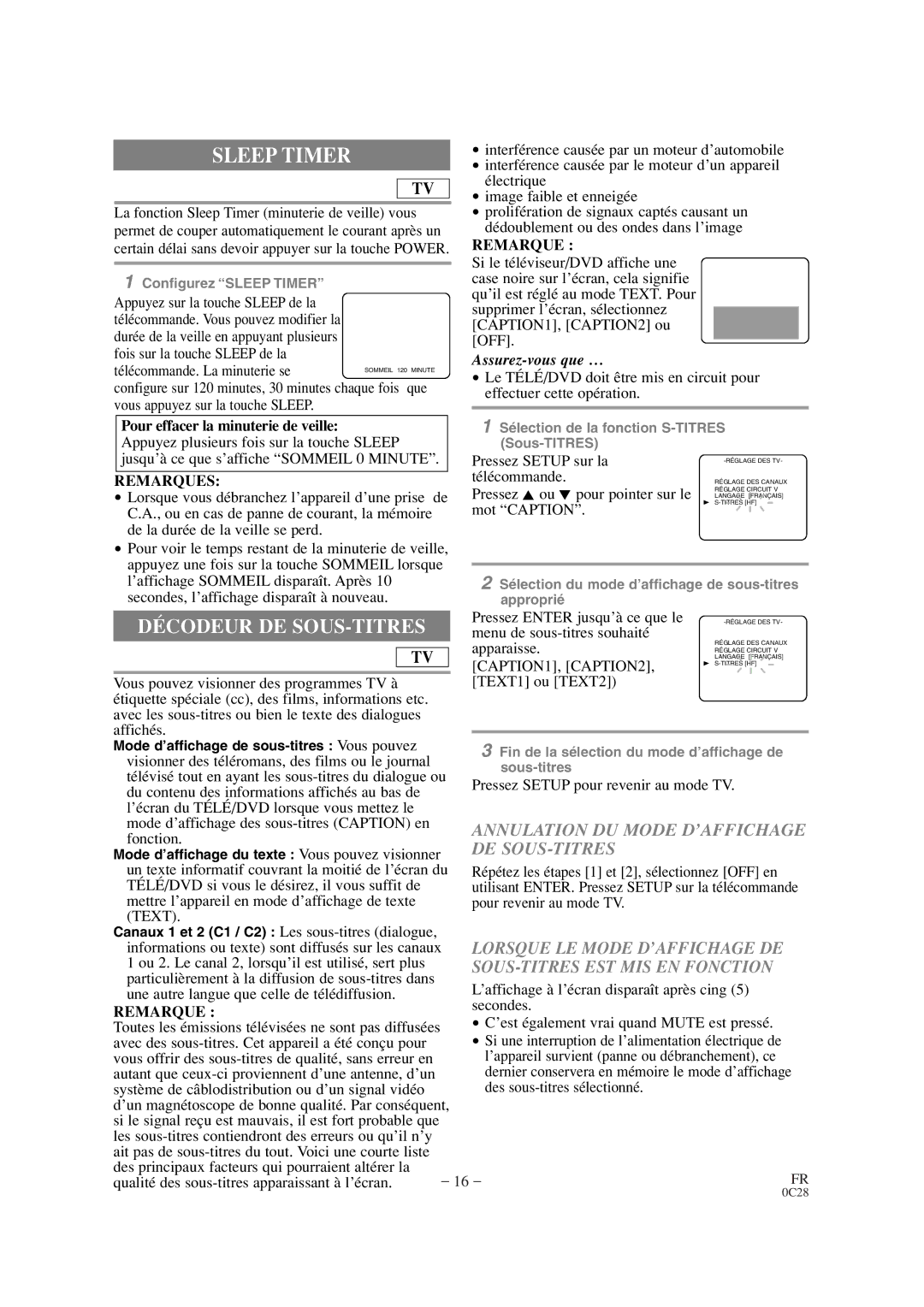 Symphonic CSC520DE Lorsque vous débranchez l’appareil d’une prise de, ’affichage Sommeil disparaît. Après, Apparaisse 