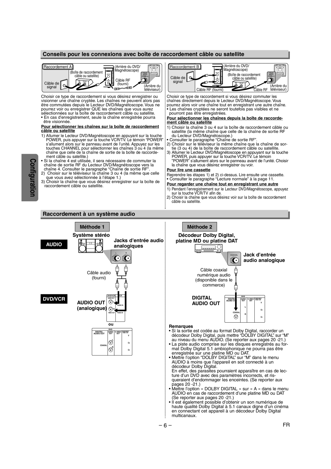 Symphonic CSDV840E owner manual Raccordement à un système audio 