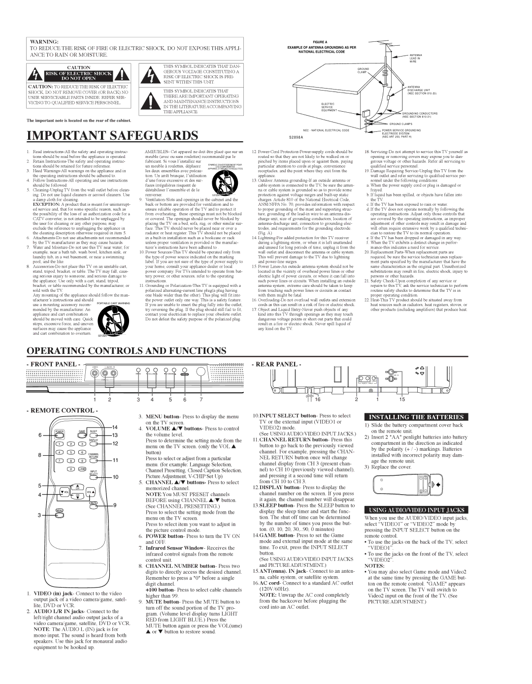 Symphonic CWF203 owner manual Installing the Batteries, Do not Open 