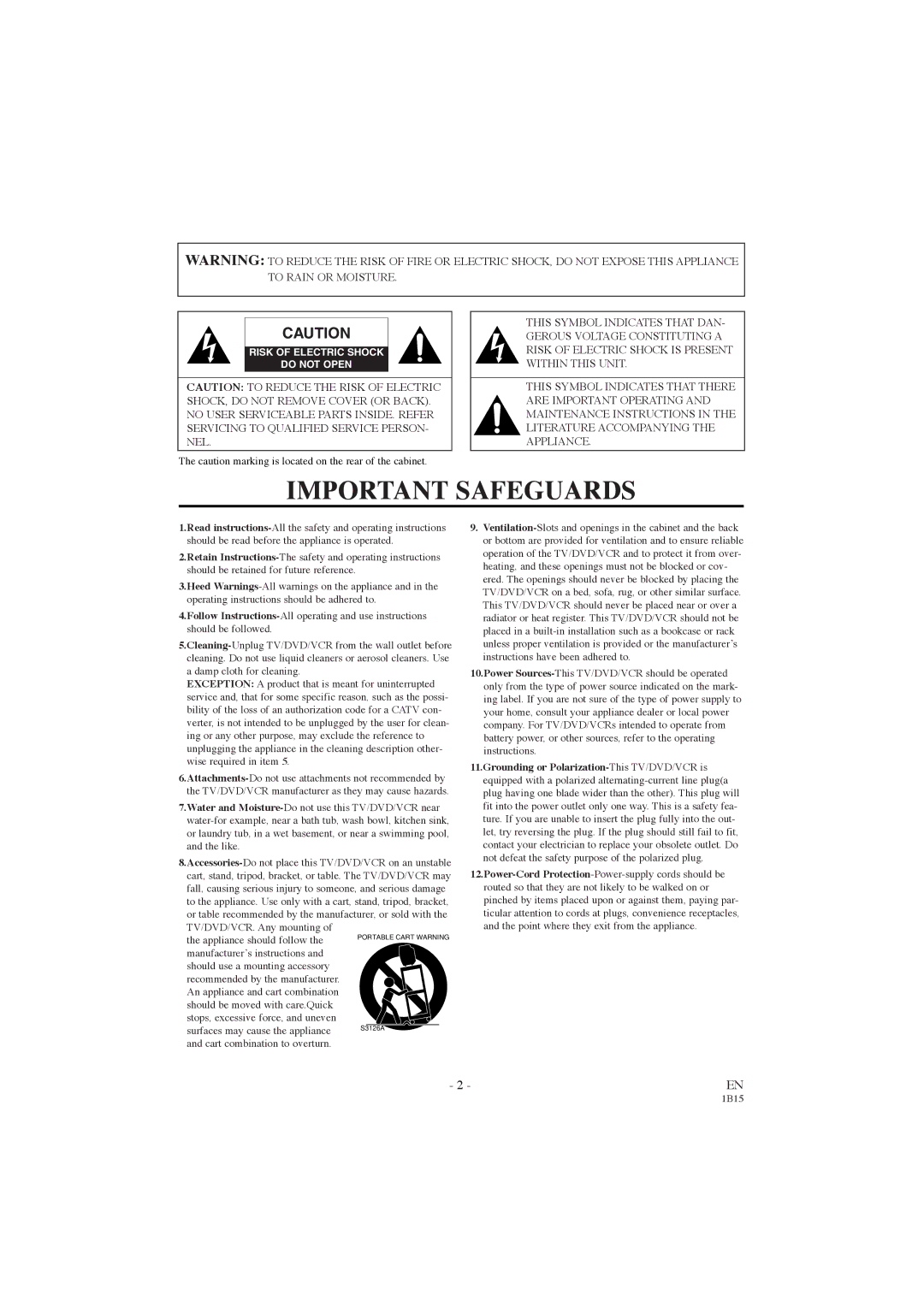 Symphonic CWF719 owner manual Important Safeguards 