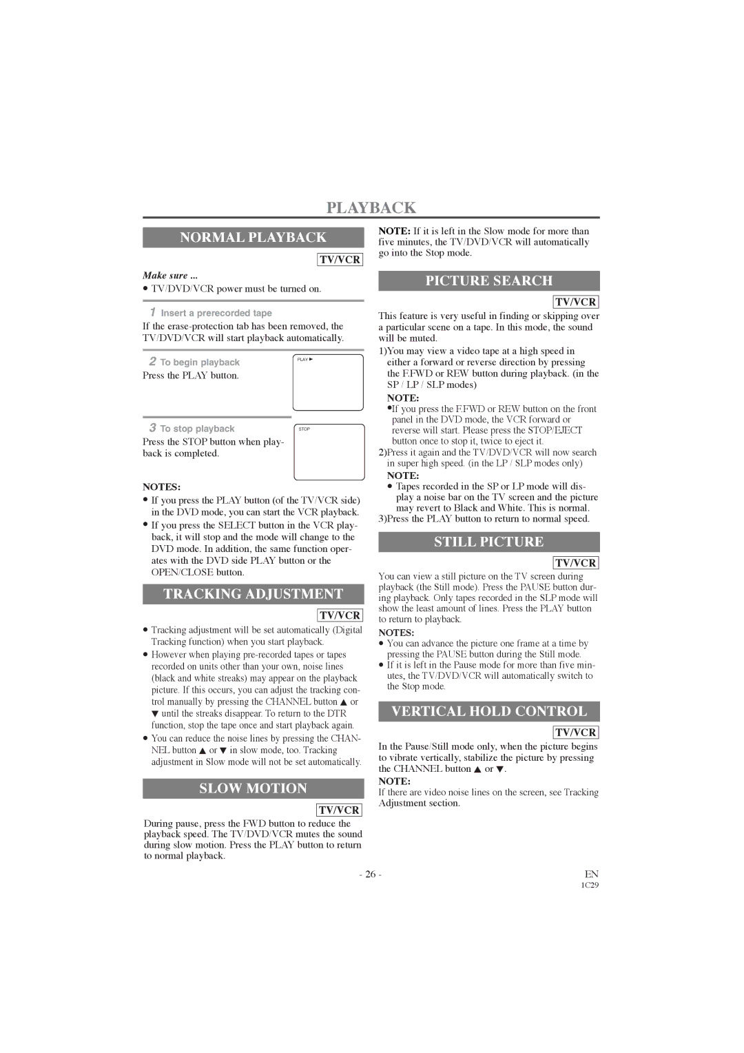 Symphonic CWF719 owner manual Playback 