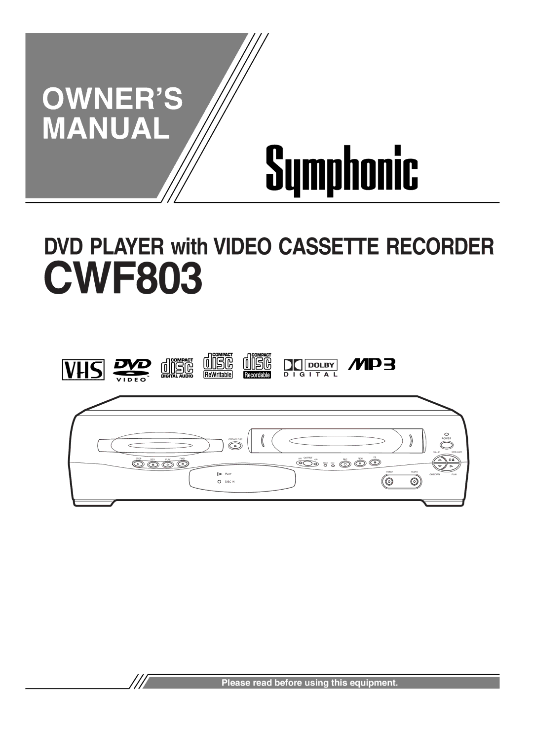 Symphonic CWF803 owner manual 