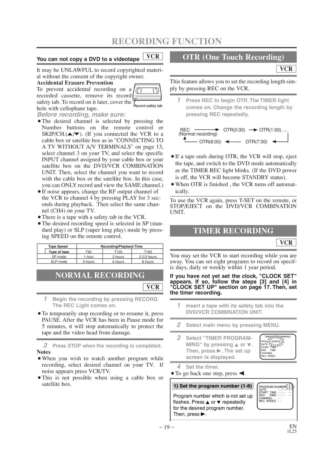 Symphonic CWF803 owner manual Recording Function, Normal Recording, Timer Recording 