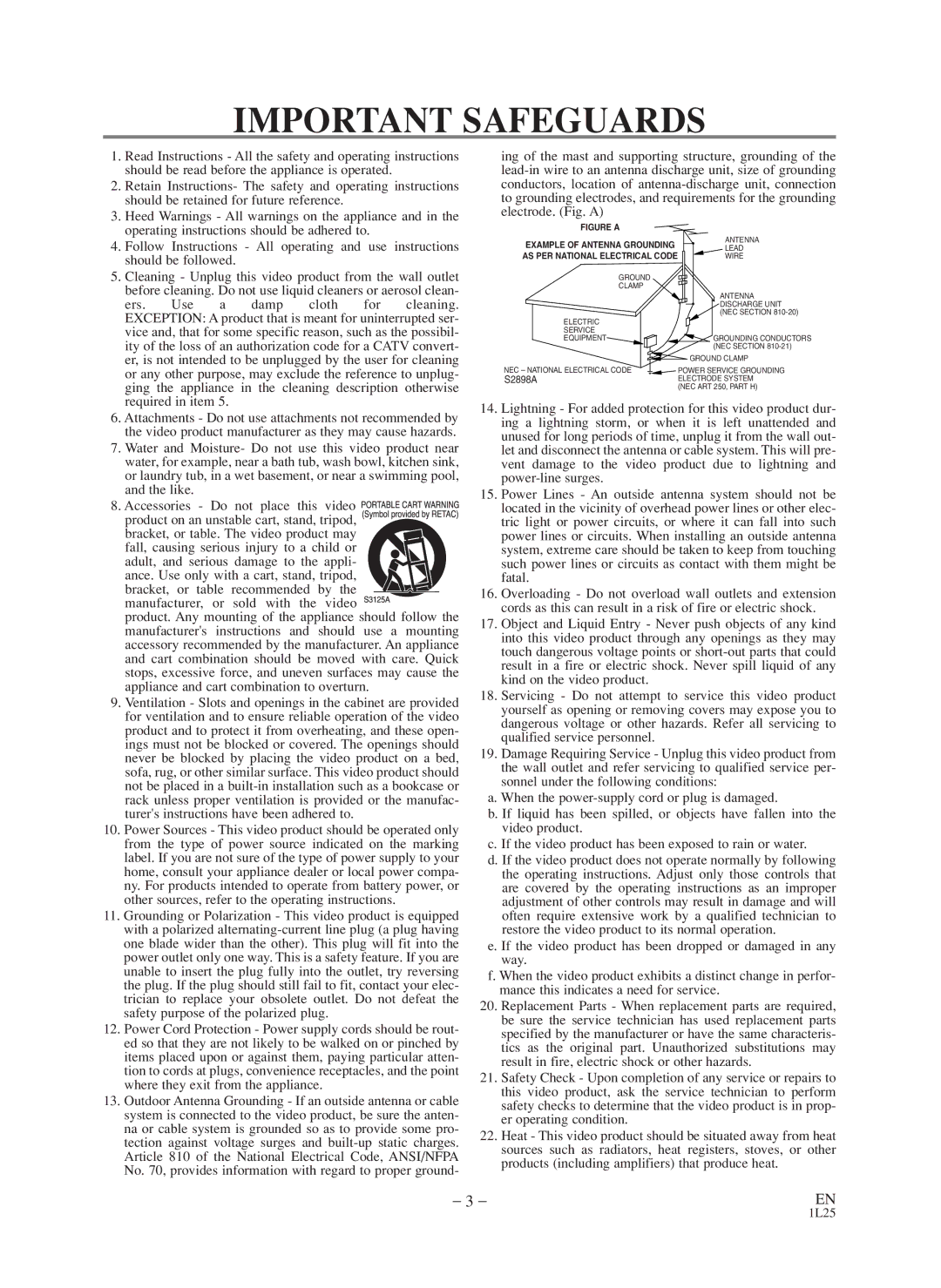 Symphonic CWF803 owner manual Important Safeguards 