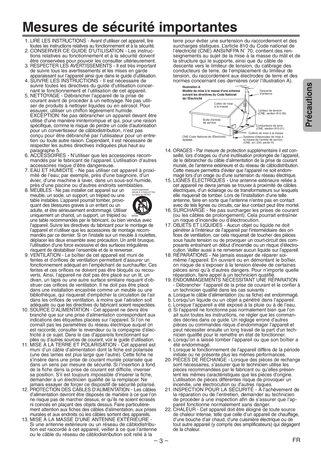 Symphonic CWF804 Conserver CE Guide D’UTILISATION Les instruc, Tions relatives au fonctionnement et à la sécurité doivent 