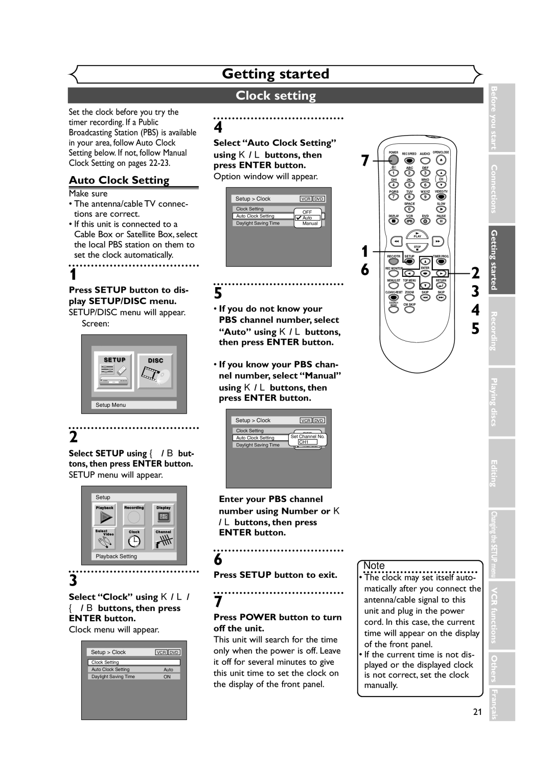 Symphonic CWR20V4 owner manual Clock setting, Auto Clock Setting 