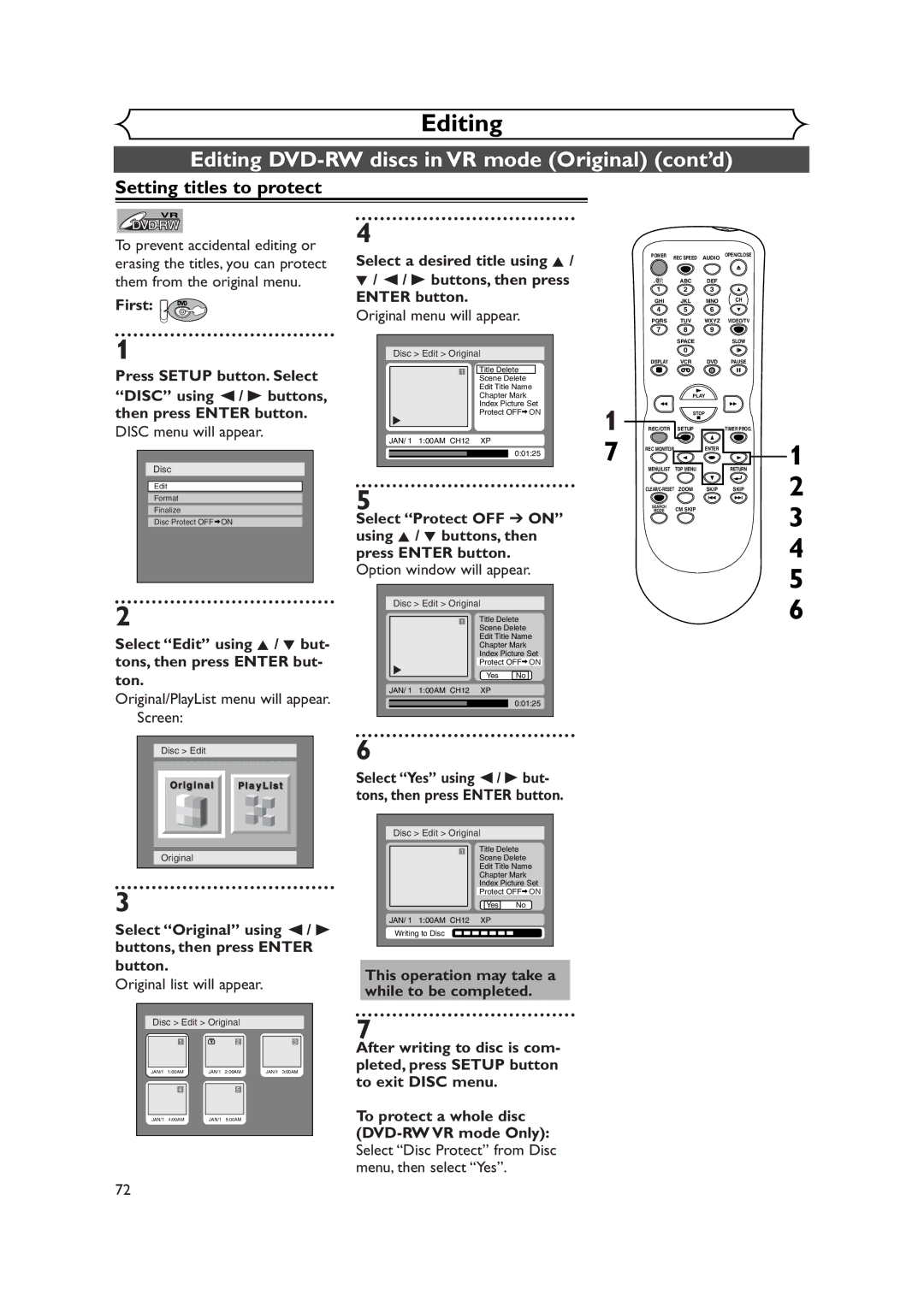 Symphonic CWR20V4 owner manual Setting titles to protect 