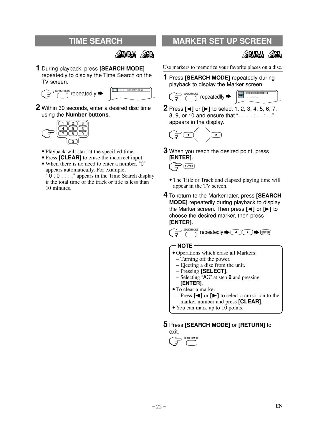 Symphonic LCD TV/DVD owner manual Time Search, Enter 